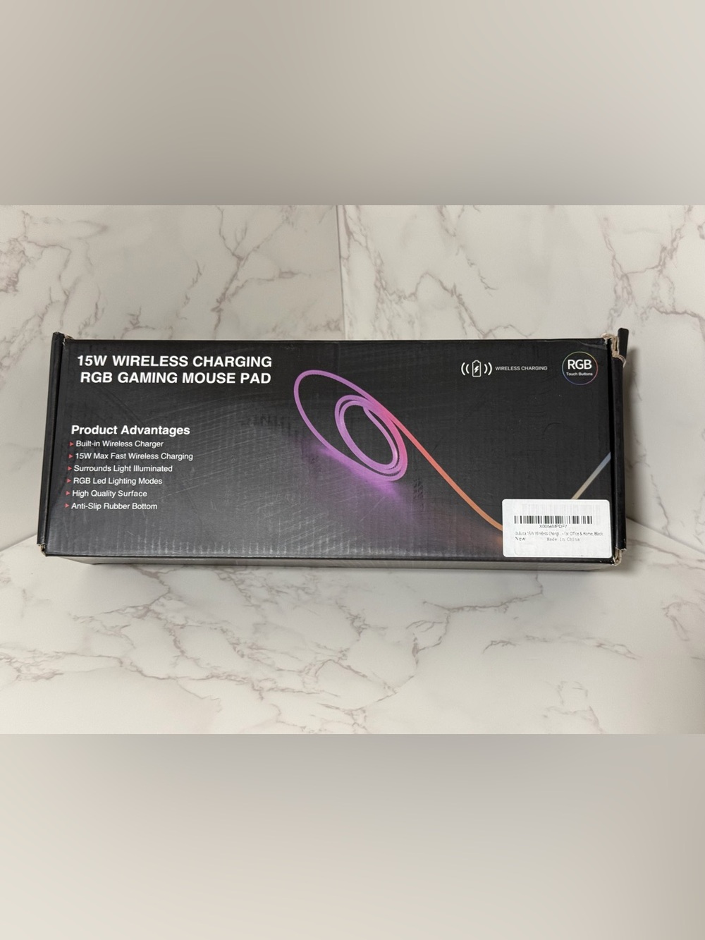 Wireless Charging Gaming Mouse Pad - Black/Purple Accent